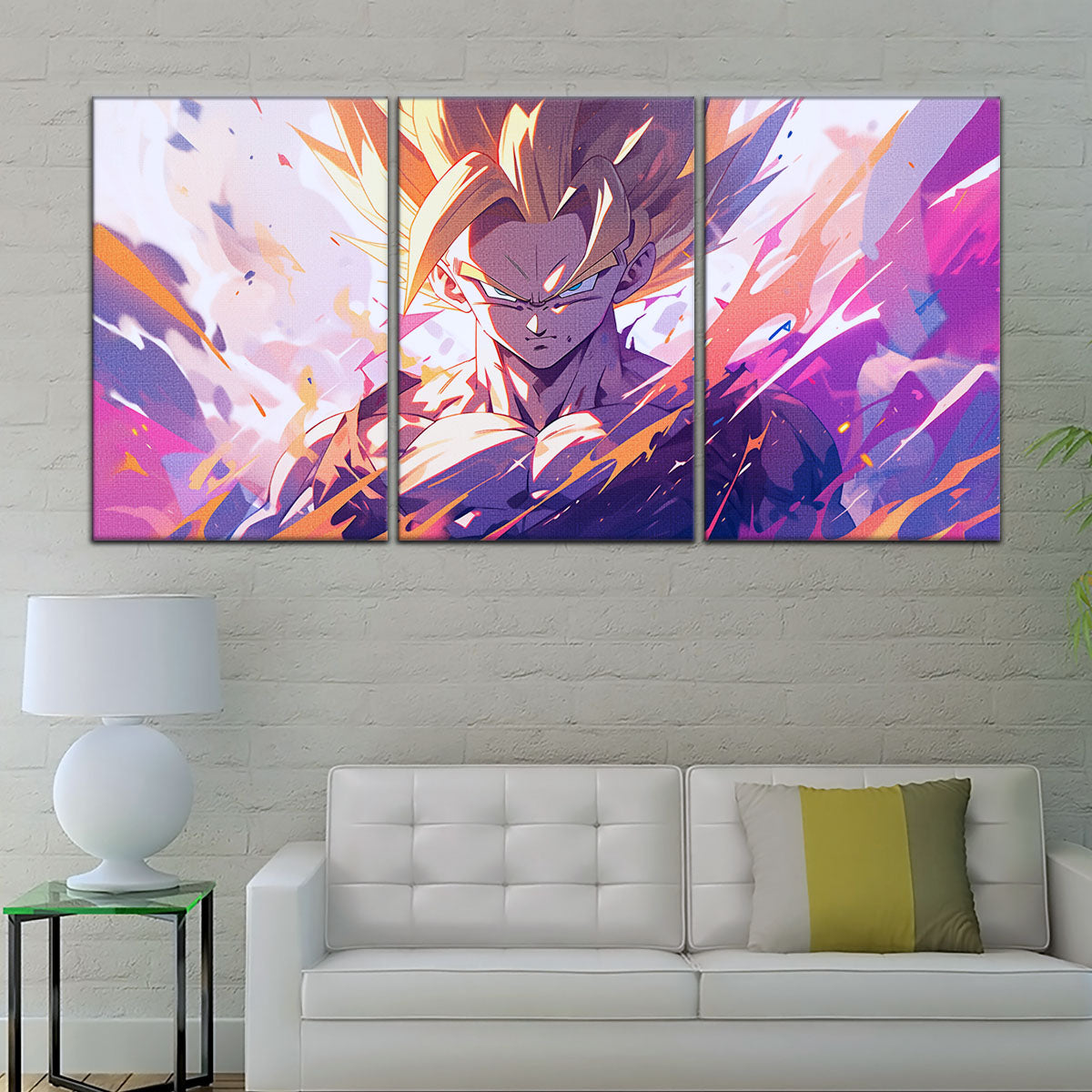 Dragon Ball Z Super Saiyan Gohan Canvas Wall Art - 5 Piece Split Panel Anime Poster - Framed Ready to Hang Living Room Man Cave Decor - DR5031