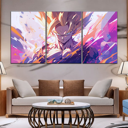 Dragon Ball Z Super Saiyan Gohan Canvas Wall Art - 5 Piece Split Panel Anime Poster - Framed Ready to Hang Living Room Man Cave Decor - DR5031