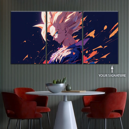 Dragon Ball Z Super Saiyan Gohan Canvas Wall Art - 5 Piece Split Panel Anime Poster - Framed Ready to Hang Living Room Man Cave Decor - DR5033
