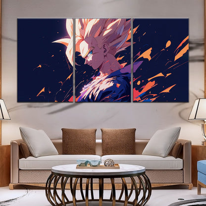 Dragon Ball Z Super Saiyan Gohan Canvas Wall Art - 5 Piece Split Panel Anime Poster - Framed Ready to Hang Living Room Man Cave Decor - DR5033