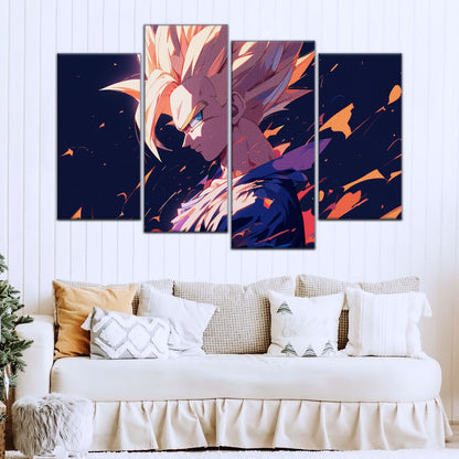 Dragon Ball Z Super Saiyan Gohan Canvas Wall Art - 5 Piece Split Panel Anime Poster - Framed Ready to Hang Living Room Man Cave Decor - DR5033