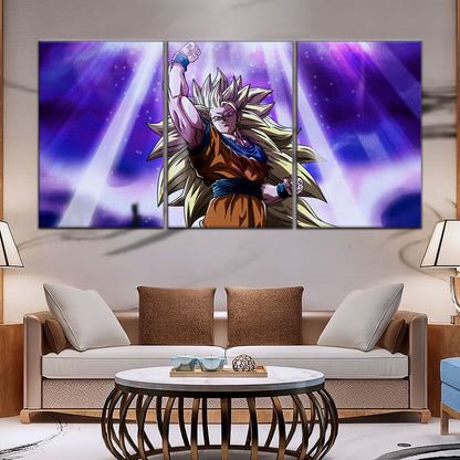 Dragon Ball Z Super Saiyan Goku Canvas Wall Art - 5 Piece Split Panel Anime Poster - Framed Ready to Hang Living Room Man Cave Decor - DR5045