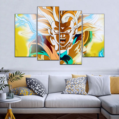 Dragon Ball Z Super Saiyan Goku Canvas Wall Art - 5 Piece Split Panel Anime Poster - Framed Ready to Hang Living Room Man Cave Decor - DR5046