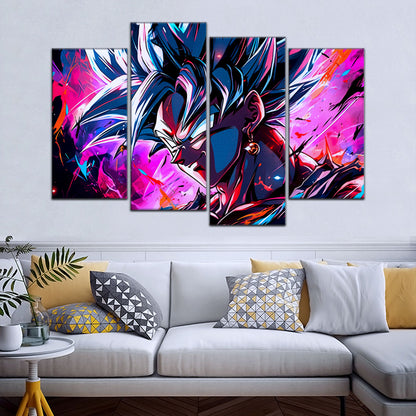 Dragon Ball Z Super Saiyan Vegito Canvas Wall Art - 5 Piece Split Panel Anime Poster - Framed Ready to Hang Living Room Man Cave Decor - DR5128