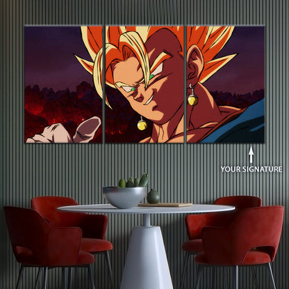 Dragon Ball Z Super Saiyan Vegito Canvas Wall Art - 5 Piece Split Panel Anime Poster - Framed Ready to Hang Living Room Man Cave Decor - DR5130