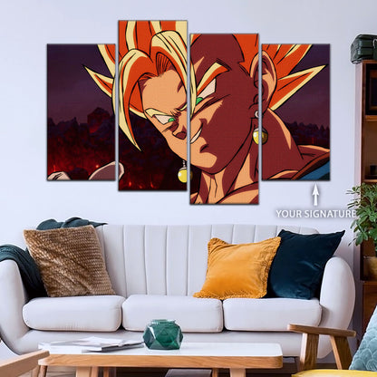 Dragon Ball Z Super Saiyan Vegito Canvas Wall Art - 5 Piece Split Panel Anime Poster - Framed Ready to Hang Living Room Man Cave Decor - DR5130