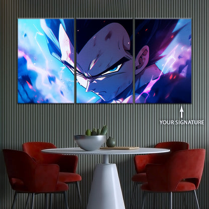 Dragon Ball Z Vegeta Canvas Wall Art - 5 Piece Split Panel Anime Poster - Framed Ready to Hang Living Room Man Cave Decor - DR5086