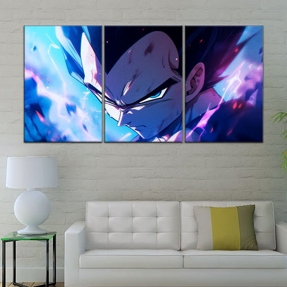 Dragon Ball Z Vegeta Canvas Wall Art - 5 Piece Split Panel Anime Poster - Framed Ready to Hang Living Room Man Cave Decor - DR5086