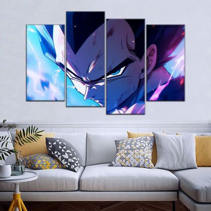 Dragon Ball Z Vegeta Canvas Wall Art - 5 Piece Split Panel Anime Poster - Framed Ready to Hang Living Room Man Cave Decor - DR5086