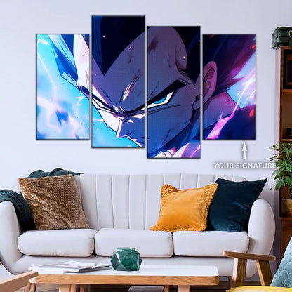 Dragon Ball Z Vegeta Canvas Wall Art - 5 Piece Split Panel Anime Poster - Framed Ready to Hang Living Room Man Cave Decor - DR5086