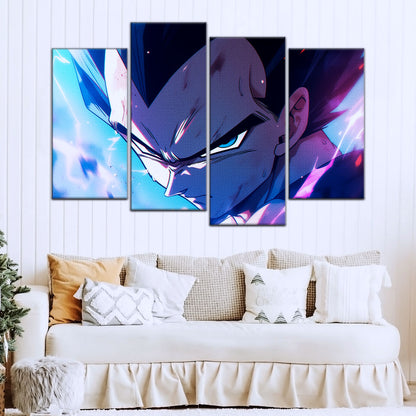 Dragon Ball Z Vegeta Canvas Wall Art - 5 Piece Split Panel Anime Poster - Framed Ready to Hang Living Room Man Cave Decor - DR5086