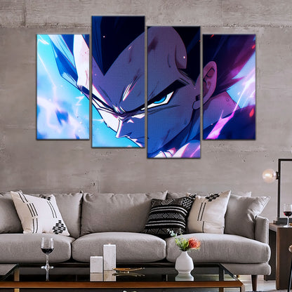 Dragon Ball Z Vegeta Canvas Wall Art - 5 Piece Split Panel Anime Poster - Framed Ready to Hang Living Room Man Cave Decor - DR5086