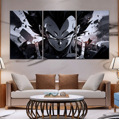 Dragon Ball Z Vegeta Canvas Wall Art - 5 Piece Split Panel Anime Poster - Framed Ready to Hang Living Room Man Cave Decor - DR5115