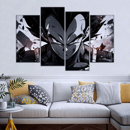 Dragon Ball Z Vegeta Canvas Wall Art - 5 Piece Split Panel Anime Poster - Framed Ready to Hang Living Room Man Cave Decor - DR5115