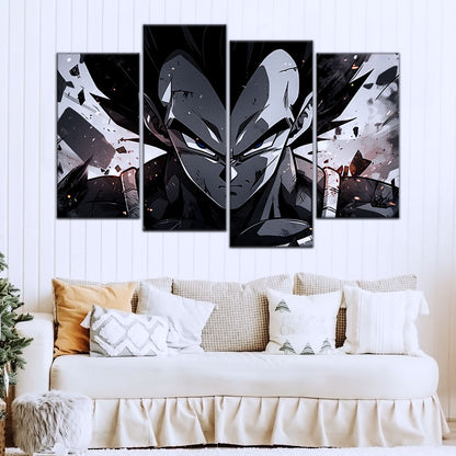 Dragon Ball Z Vegeta Canvas Wall Art - 5 Piece Split Panel Anime Poster - Framed Ready to Hang Living Room Man Cave Decor - DR5115