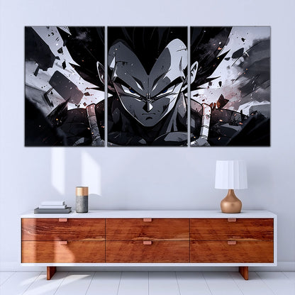 Dragon Ball Z Vegeta Canvas Wall Art - 5 Piece Split Panel Anime Poster - Framed Ready to Hang Living Room Man Cave Decor - DR5115
