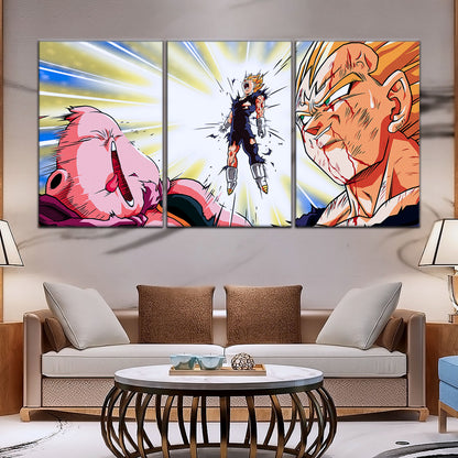 Dragon Ball Z Vegeta Final Explosion Canvas Wall Art - 5 Piece Split Panel Anime Poster - Framed Ready to Hang Living Room Man Cave Decor - DR5127