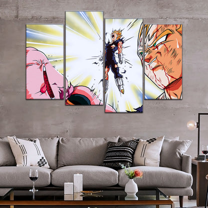 Dragon Ball Z Vegeta Final Explosion Canvas Wall Art - 5 Piece Split Panel Anime Poster - Framed Ready to Hang Living Room Man Cave Decor - DR5127