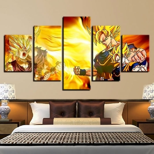 Dragon Ball - 5 Pieces Wall Art - Goku - Gohan - Super Saiyan - Printed Wall Pictures Home Decor - Dragon Ball Poster - Dragon Ball Canvas