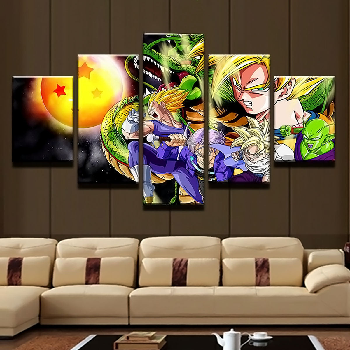 Dragon Ball - 5 Pieces Wall Art - Goku - Vegeta - Trunk - Picolo - Gohan - Printed Wall Pictures Home Decor - Dragon Ball Poster - Dragon Ball Canvas