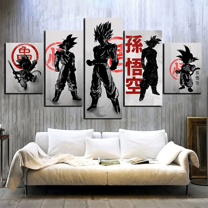 Dragon Ball - 5 Pieces Wall Art - Goku - Kid Goku - Printed Wall Pictures Home Decor - Dragon Ball Poster - Dragon Ball Canvas