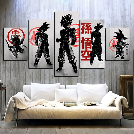 Dragon Ball - 5 Pieces Wall Art - Goku - Kid Goku - Printed Wall Pictures Home Decor - Dragon Ball Poster - Dragon Ball Canvas