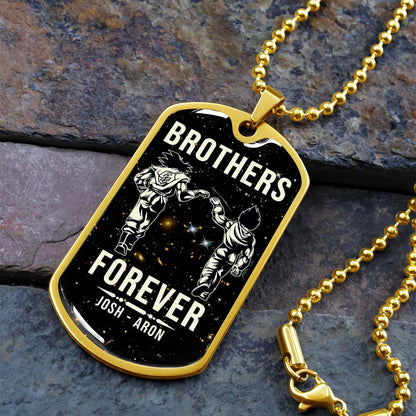 Dragon Ball - Josh - Aron - Brothers Forever - Goku - Vegeta - Dragon Ball Dog Tag - Military Ball Chain - Luxury Dog Tag