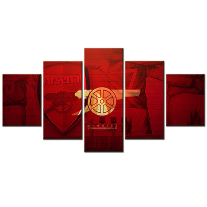 Football - 5 Pieces Wall Art - FB5009 - Arsenal Football Club Logo Red - Football Poster - Football Canvas