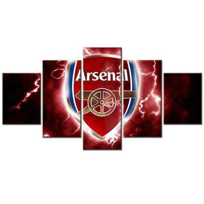 Football - 5 Pieces Wall Art - FB5010 - Arsenal Football Club Logo Red - Football Poster - Football Canvas