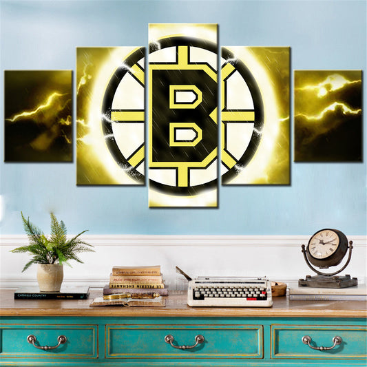 Hockey - 5 Pieces Wall Art - HK5001 - Boston Bruins - Ice Hockey Team - Hockey Poster - Hockey Canvas