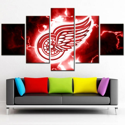 Hockey - 5 Pieces Wall Art - HK5004 - Detroit Red Wings - Ice Hockey Team - Hockey Poster - Hockey Canvas