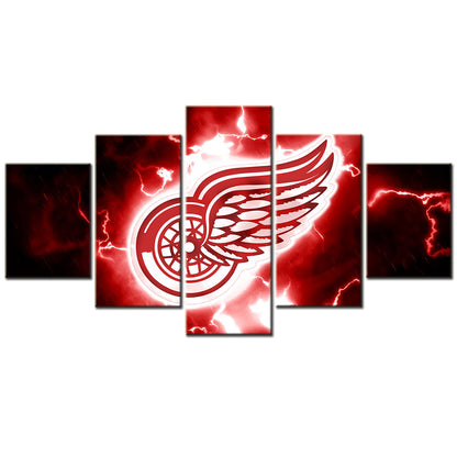 Hockey - 5 Pieces Wall Art - HK5004 - Detroit Red Wings - Ice Hockey Team - Hockey Poster - Hockey Canvas