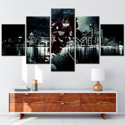 Hockey - 5 Pieces Wall Art - Detroit Red Wings - Ice Hockey Team - HK5010 - Hockey Poster - Hockey Canvas
