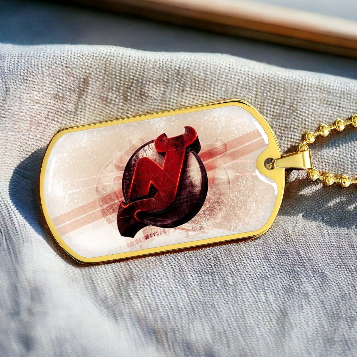 Ice Hockey - HKD001 - New Jersey Devils - Bold Sports Emblem - Ice Hockey Dog Tag - Military Ball Chain - Luxury Dog Tag