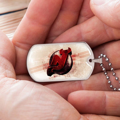 Ice Hockey - HKD001 - New Jersey Devils - Bold Sports Emblem - Ice Hockey Dog Tag - Military Ball Chain - Luxury Dog Tag