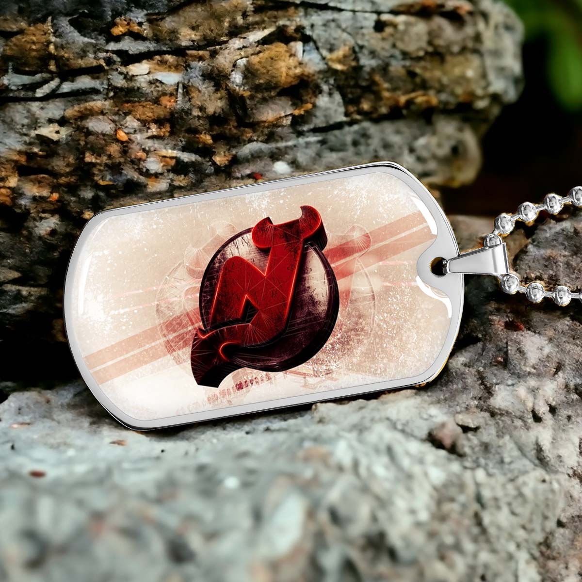 Ice Hockey - HKD001 - New Jersey Devils - Bold Sports Emblem - Ice Hockey Dog Tag - Military Ball Chain - Luxury Dog Tag