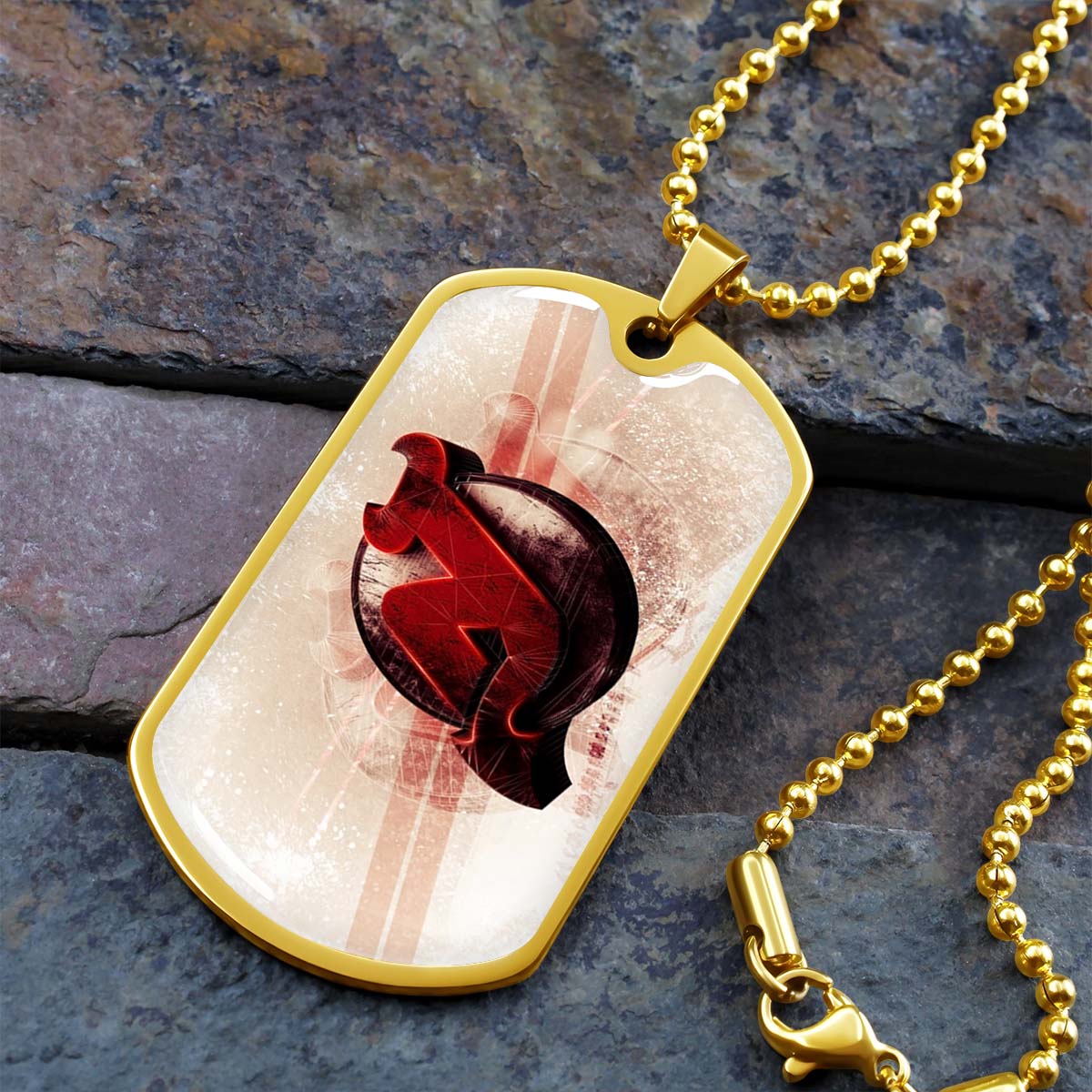 Ice Hockey - HKD001 - New Jersey Devils - Bold Sports Emblem - Ice Hockey Dog Tag - Military Ball Chain - Luxury Dog Tag