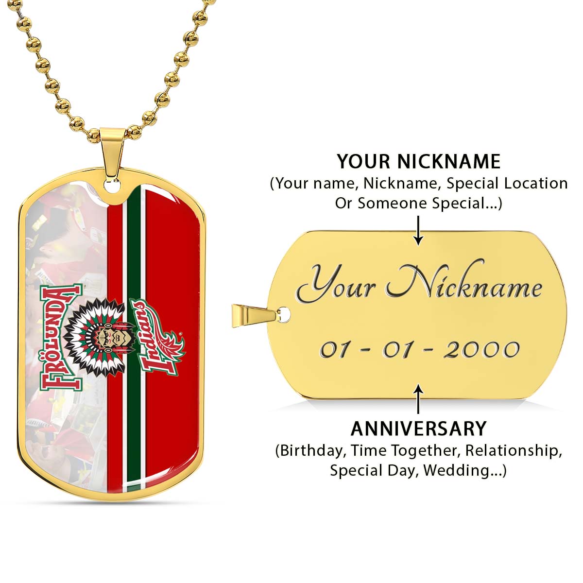 Ice Hockey - HKD006 - Frolunda Indians - FHC Golden - Ice Hockey Dog Tag - Military Ball Chain - Luxury Dog Tag