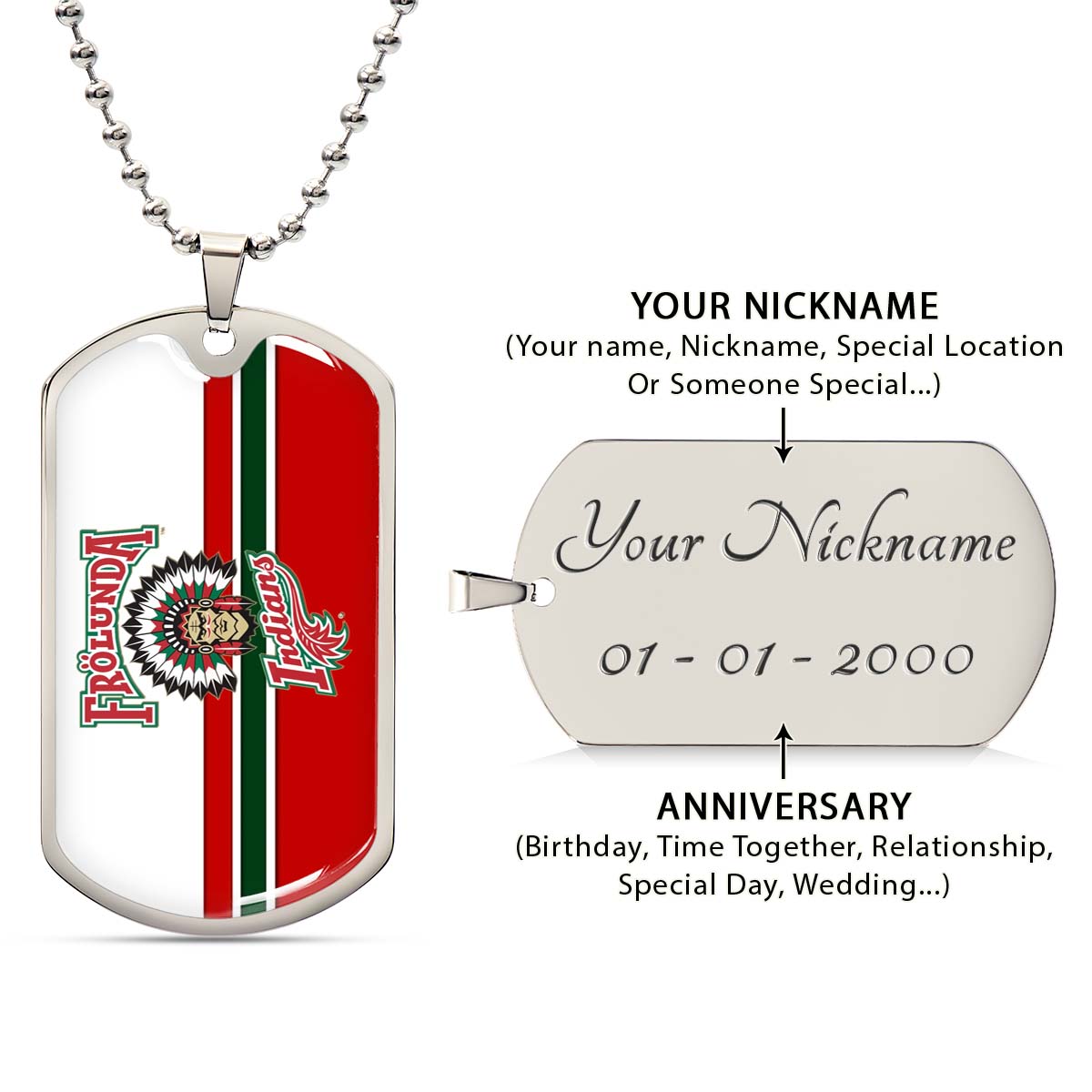 Ice Hockey - HKD007 - Frolunda Indians - FHC Golden - Ice Hockey Dog Tag - Military Ball Chain - Luxury Dog Tag