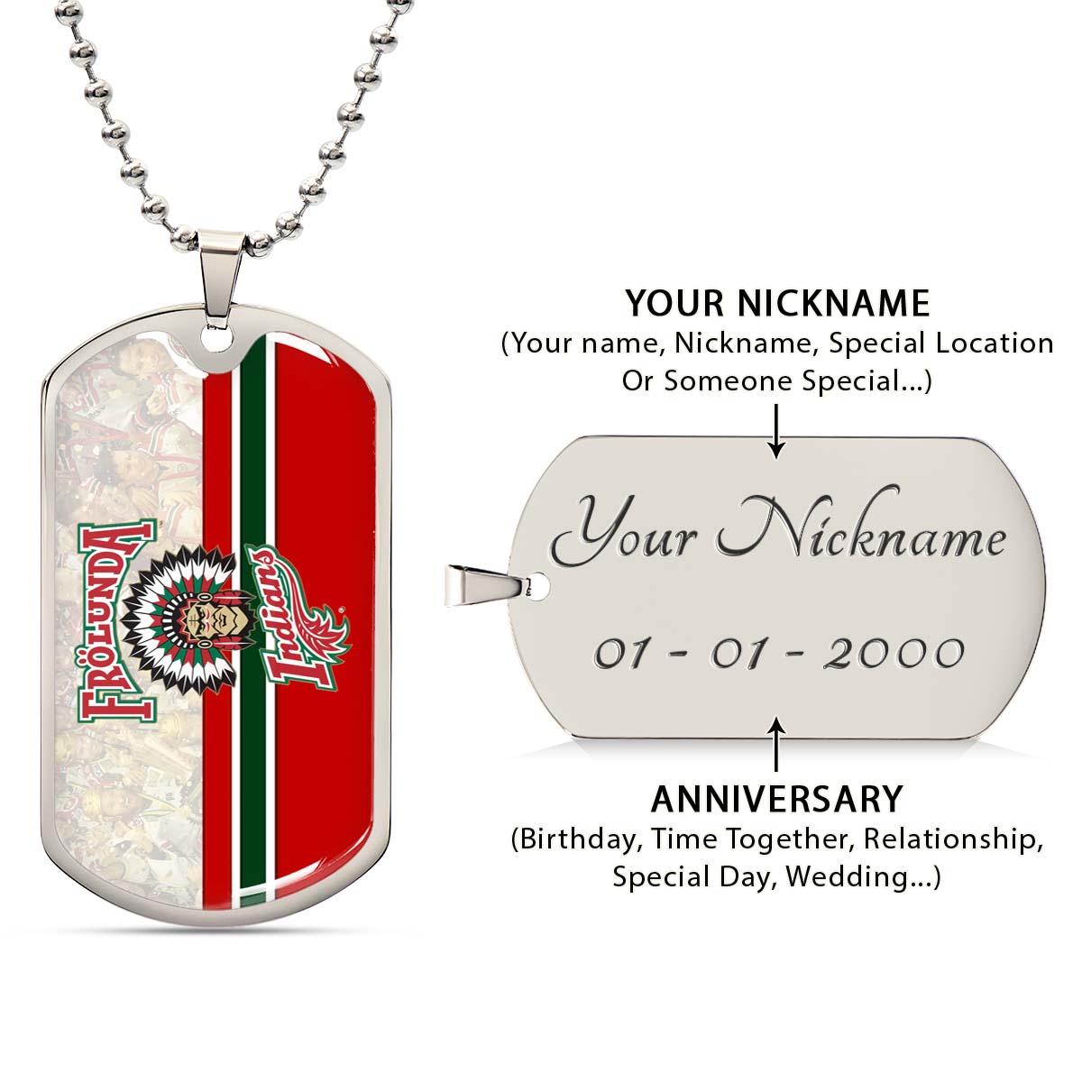 Ice Hockey - HKD008 - Frolunda Indians - FHC Golden - Ice Hockey Dog Tag - Military Ball Chain - Luxury Dog Tag