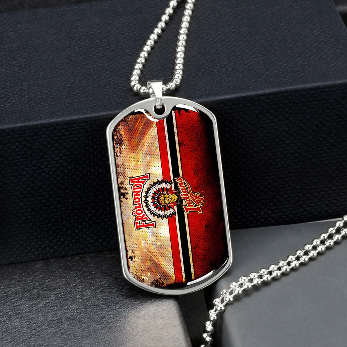 Ice Hockey - HKD009 - Frolunda Indians - FHC Golden - Ice Hockey Dog Tag - Military Ball Chain - Luxury Dog Tag