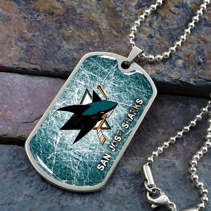Ice Hockey - HKD010 - San Jose Sharks - Fierce Hockey Spirit on Ice - Ice Hockey Dog Tag - Military Ball Chain - Luxury Dog Tag