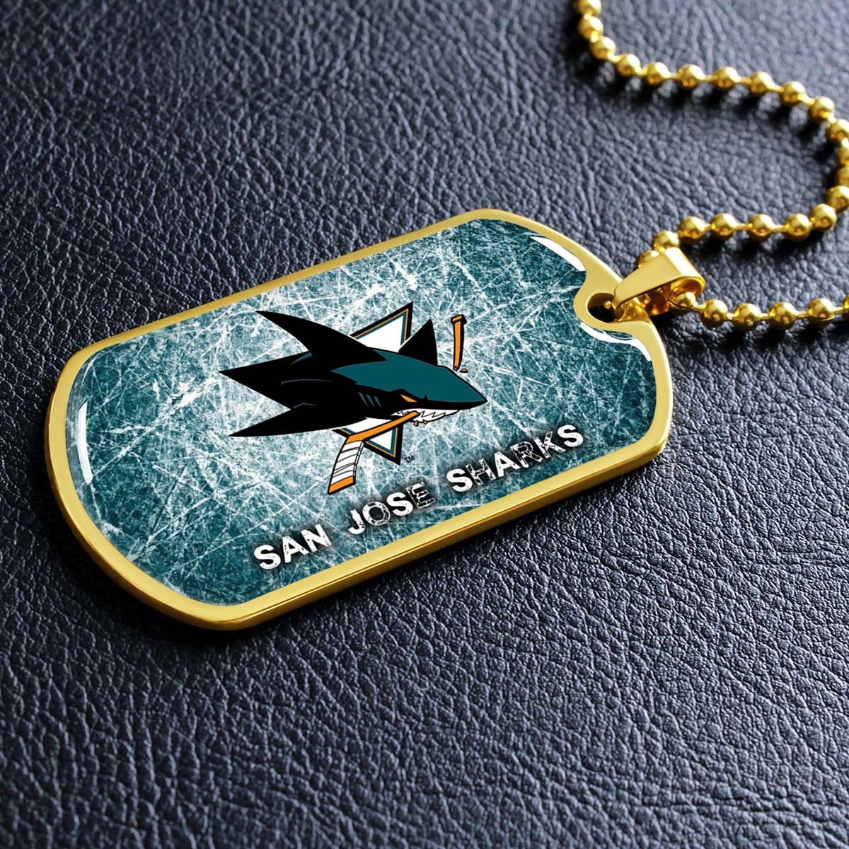 Ice Hockey - HKD010 - San Jose Sharks - Fierce Hockey Spirit on Ice - Ice Hockey Dog Tag - Military Ball Chain - Luxury Dog Tag