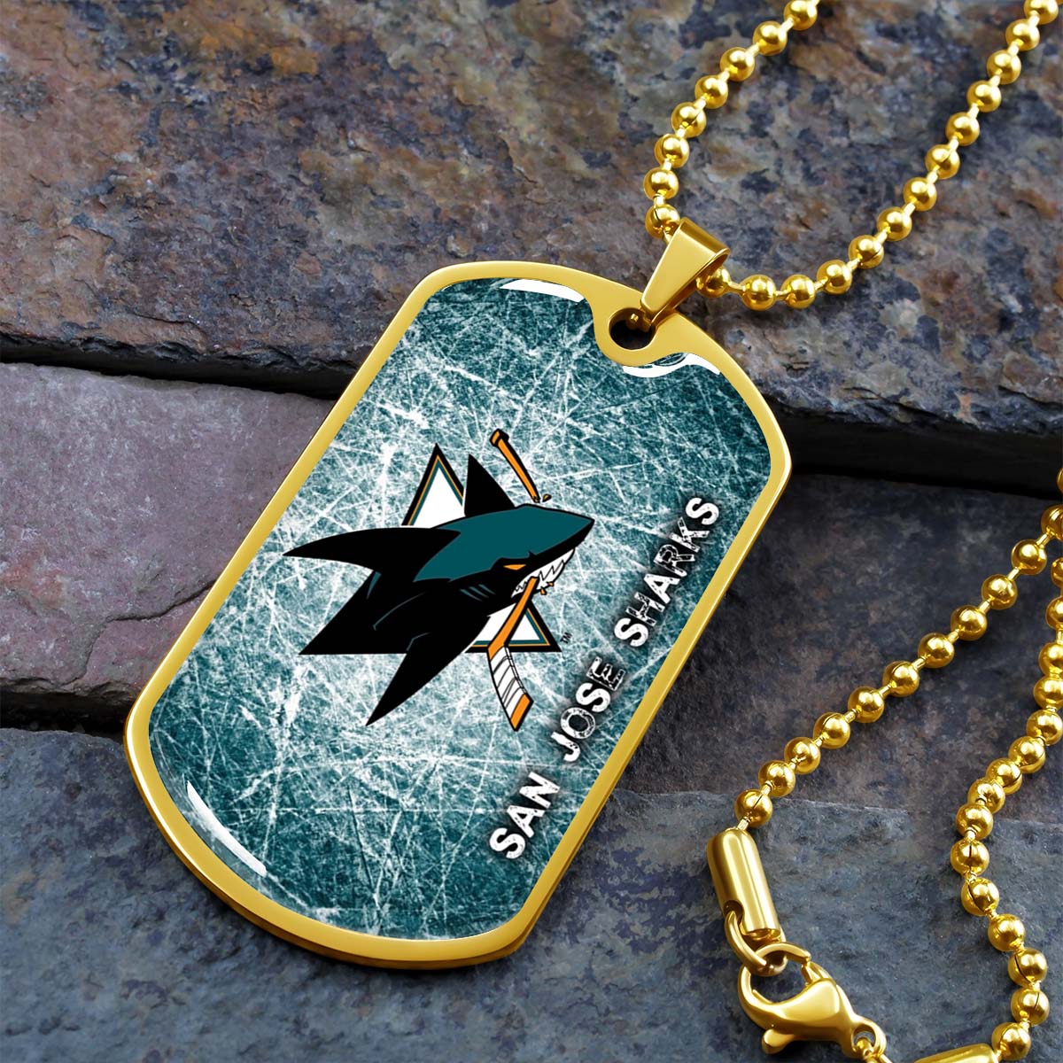 Ice Hockey - HKD010 - San Jose Sharks - Fierce Hockey Spirit on Ice - Ice Hockey Dog Tag - Military Ball Chain - Luxury Dog Tag