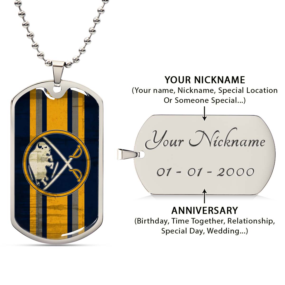 Ice Hockey - HKD012 - Buffalo Sabres - Ice Hockey Dog Tag - Military Ball Chain - Luxury Dog Tag