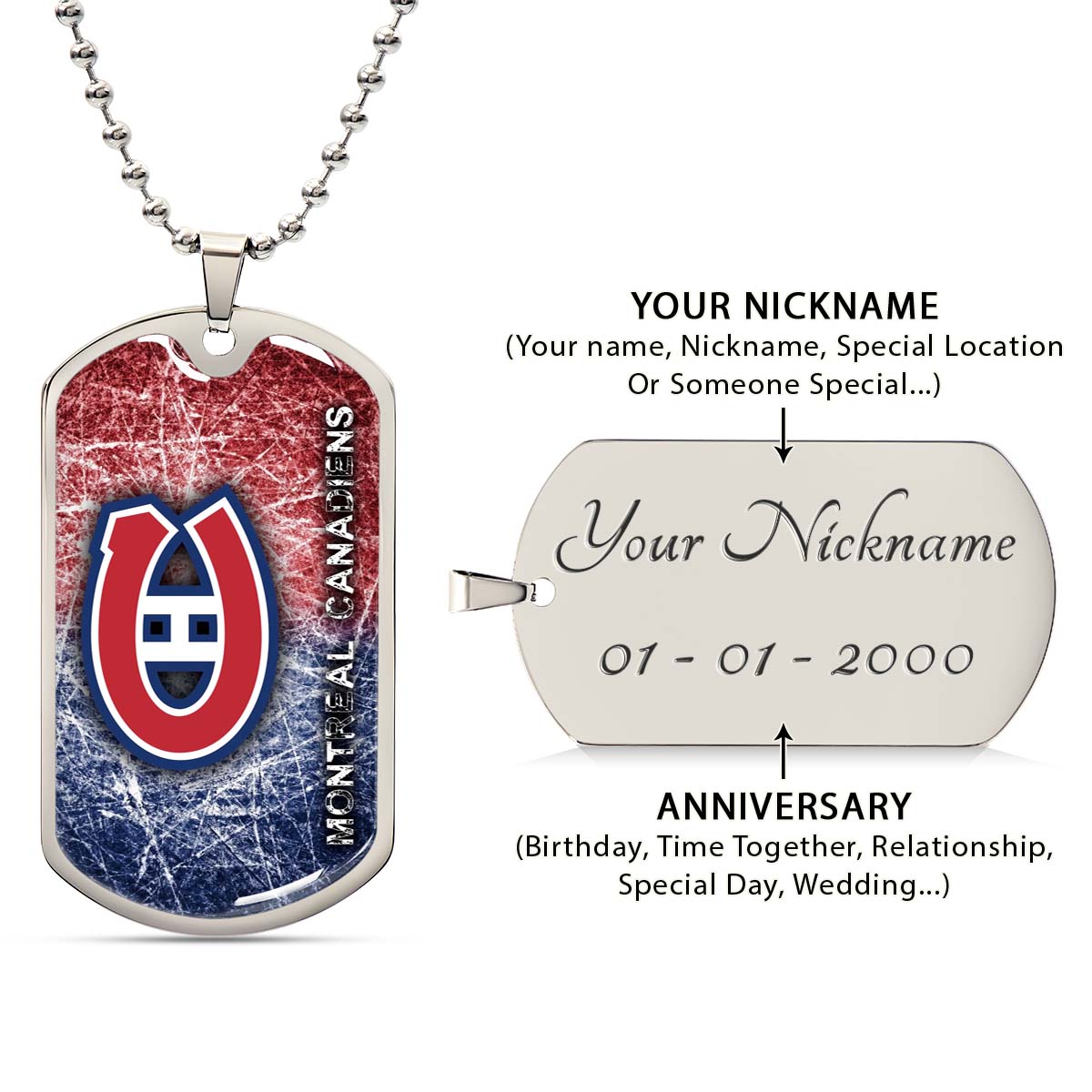 Ice Hockey - HKD013 - Montreal Canadiens - Ice Hockey Dog Tag - Military Ball Chain - Luxury Dog Tag
