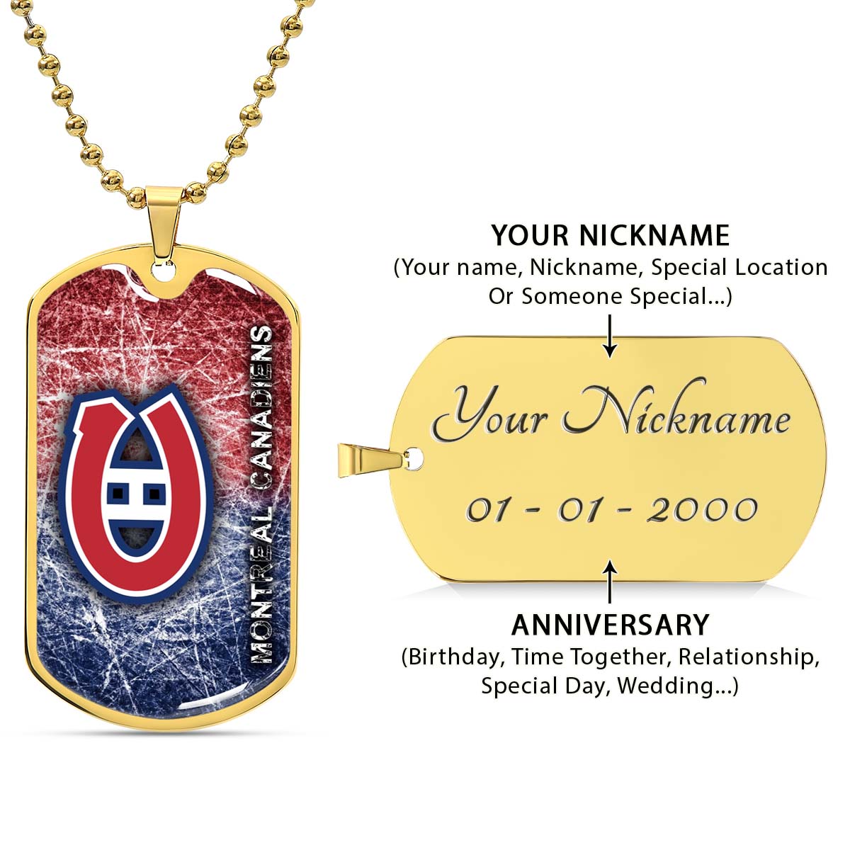 Ice Hockey - HKD013 - Montreal Canadiens - Ice Hockey Dog Tag - Military Ball Chain - Luxury Dog Tag