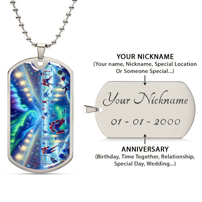 Ice Hockey - HKD017 - Spectacular Northern Lights NHL Game - Ice Hockey Dog Tag - Military Ball Chain - Luxury Dog Tag