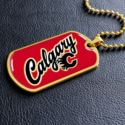 Ice Hockey - HKD021 - Calgary Flames Sports - Ice Hockey Dog Tag - Military Ball Chain - Luxury Dog Tag
