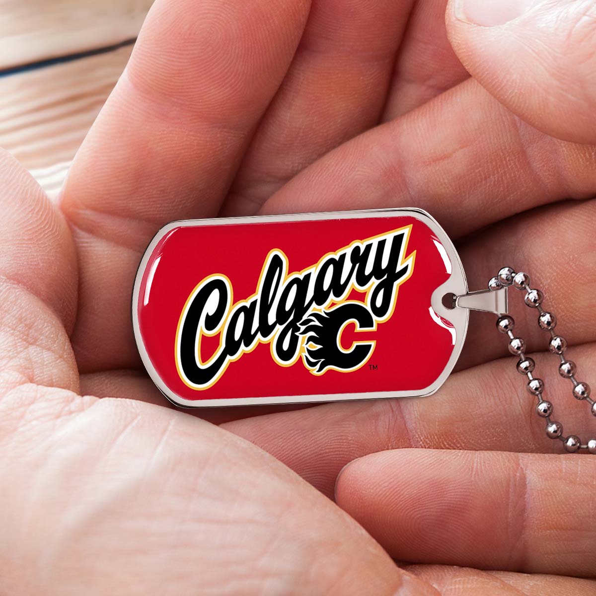 Ice Hockey - HKD021 - Calgary Flames Sports - Ice Hockey Dog Tag - Military Ball Chain - Luxury Dog Tag